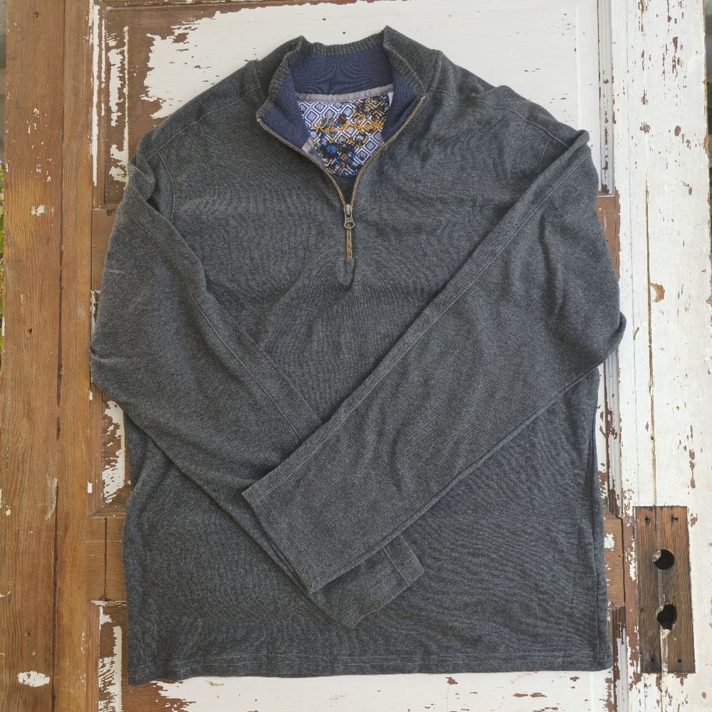 Robert Graham Hunts Quarter-Zip Pullover – Size L – Charcoal – NWT
